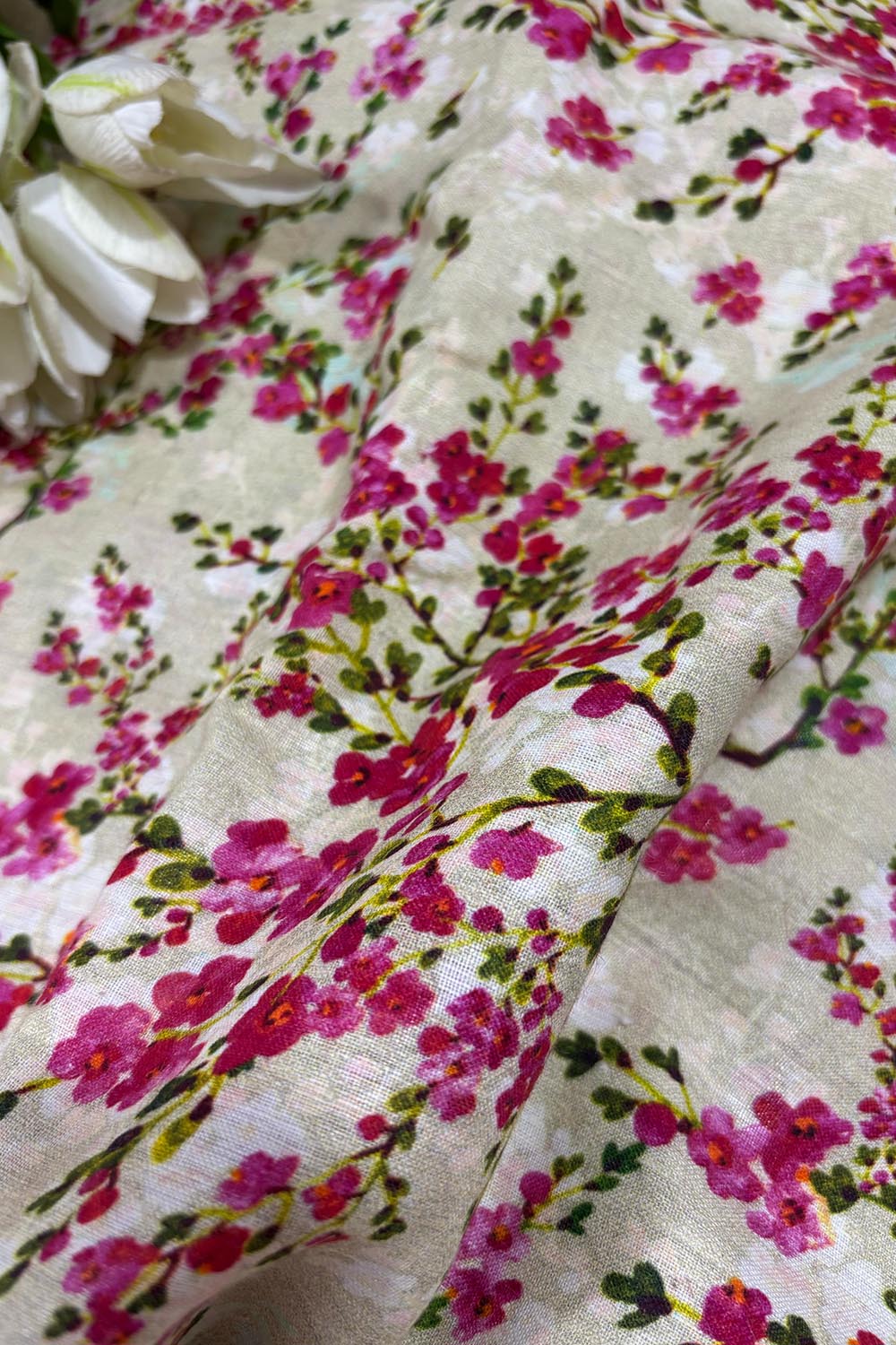 Pastel Digital Printed Linen Flower Design Fabric ( 1 Mtr ) - Luxurion World