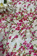 Pastel Digital Printed Linen Flower Design Fabric ( 1 Mtr ) - Luxurion World
