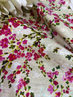 Pastel Digital Printed Linen Flower Design Fabric ( 1 Mtr ) - Luxurion World