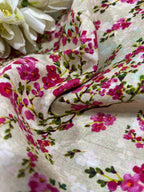 Pastel Digital Printed Linen Flower Design Fabric ( 1 Mtr ) - Luxurion World