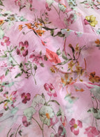Stunning Pink Organza Fabric with Digital Print - 1 Mtr Length - Luxurion World