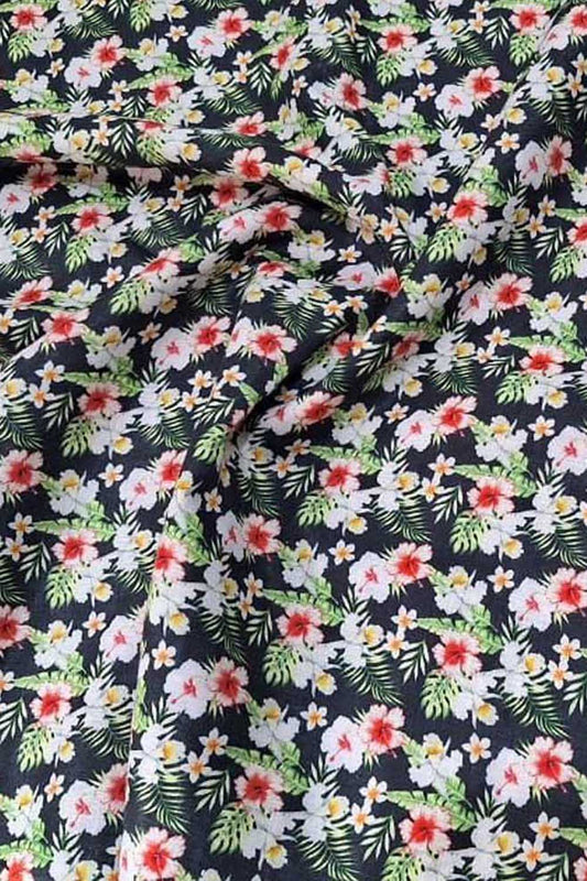 Stylish Black Linen Fabric with Digital Print - Perfect for Fashion and Home Decor - Luxurion World