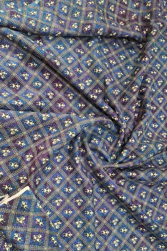 Stunning Blue Linen Fabric with Digital Print - Perfect for Any Project - Luxurion World