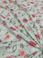 Vibrant Green Cotton Fabric with Digital Print - Luxurion World