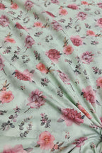 Vibrant Green Cotton Fabric with Digital Print - Luxurion World