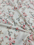 Off White Digital Printed Cotton Fabric - Stylish Designs - Luxurion World