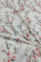 Off White Digital Printed Cotton Fabric - Stylish Designs - Luxurion World