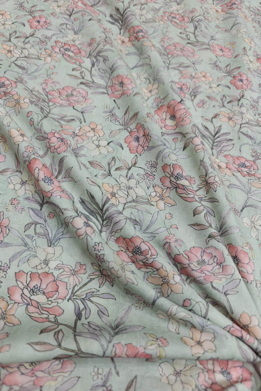 Vibrant Green Cotton Fabric with Digital Print - Luxurion World