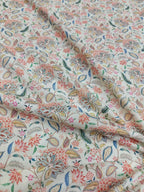 Off White Digital Printed Cotton Fabric - Stylish Designs - Luxurion World