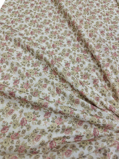 Off White Digital Printed Cotton Fabric - Stylish Designs - Luxurion World