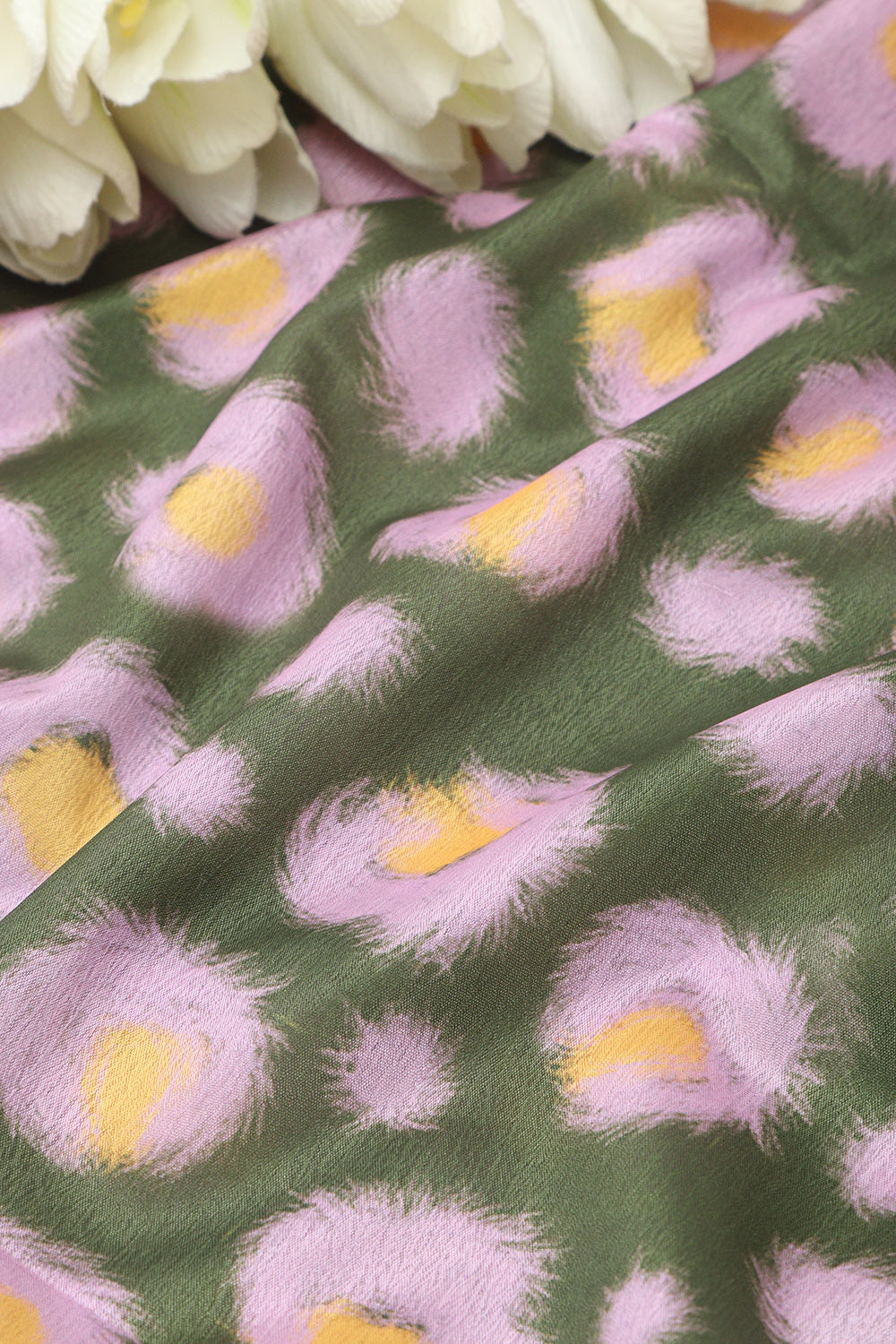 Green Digital Printed Chinon Fabric ( 1 Mtr ) - Luxurion World