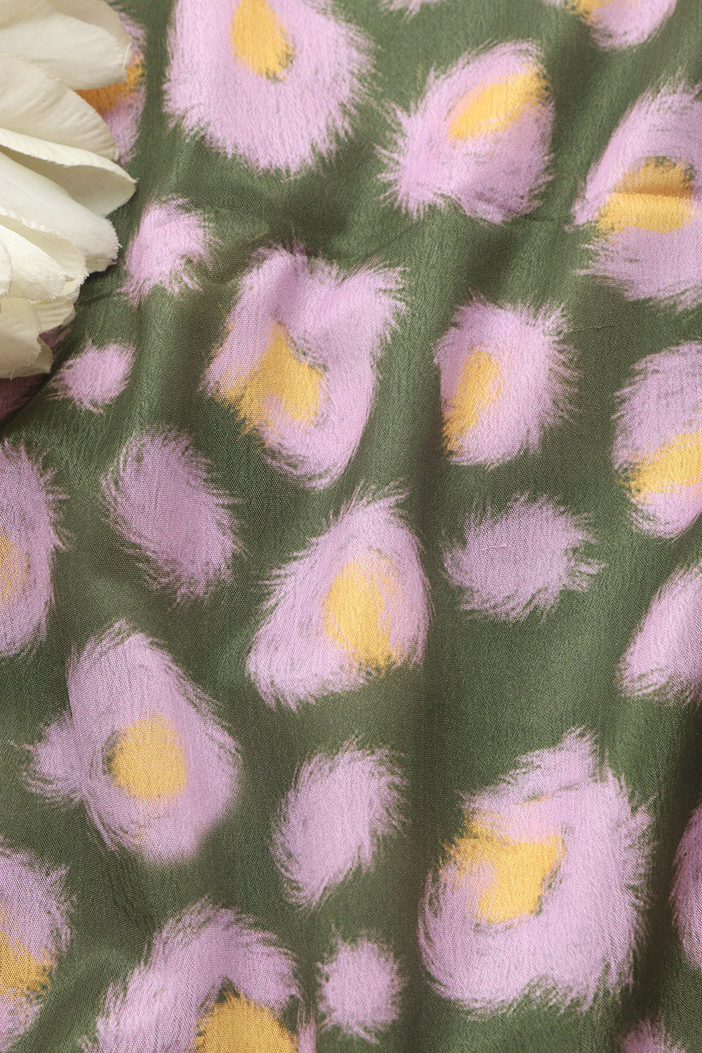 Green Digital Printed Chinon Fabric ( 1 Mtr ) - Luxurion World