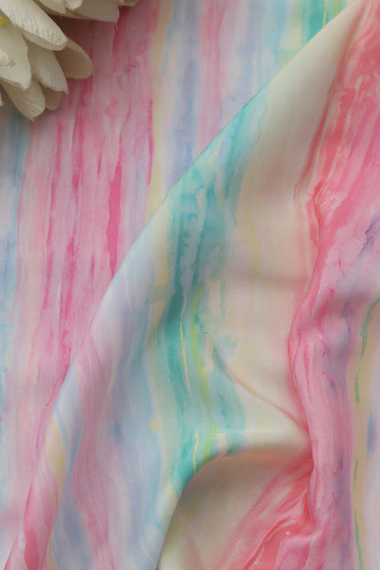 Multicolor Digital Printed Crepe Fabric ( 1 Mtr ) - Luxurion World