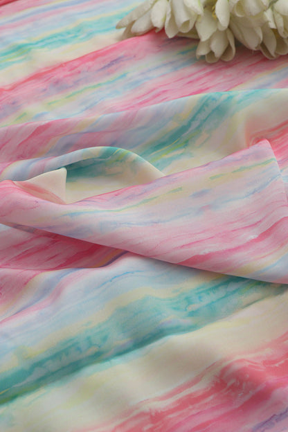 Multicolor Digital Printed Crepe Fabric ( 1 Mtr ) - Luxurion World