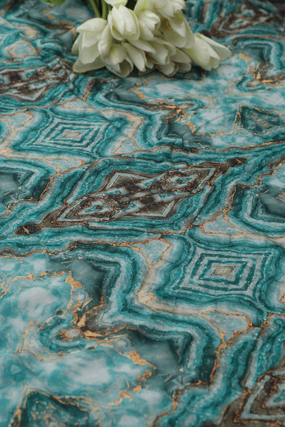 Blue Digital Printed Crepe Fabric ( 1 Mtr ) - Luxurion World