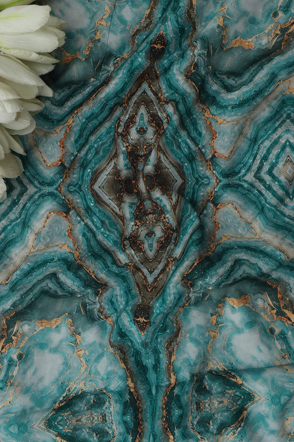 Blue Digital Printed Crepe Fabric ( 1 Mtr ) - Luxurion World