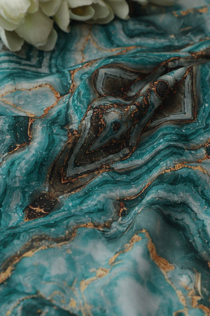 Blue Digital Printed Crepe Fabric ( 1 Mtr ) - Luxurion World