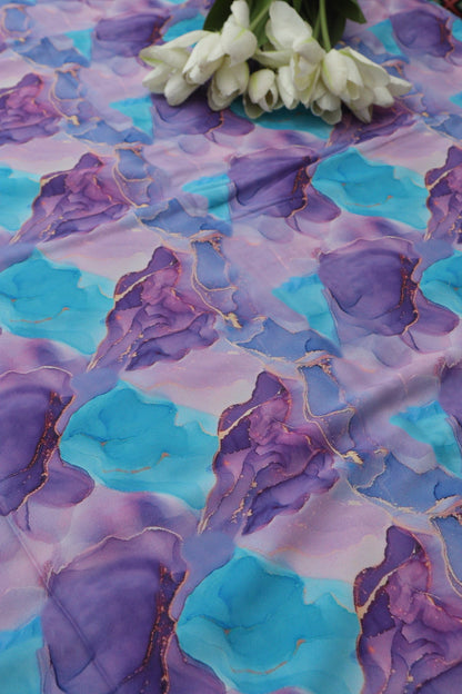 Multicolor Digital Printed Crepe Fabric ( 1 Mtr ) - Luxurion World