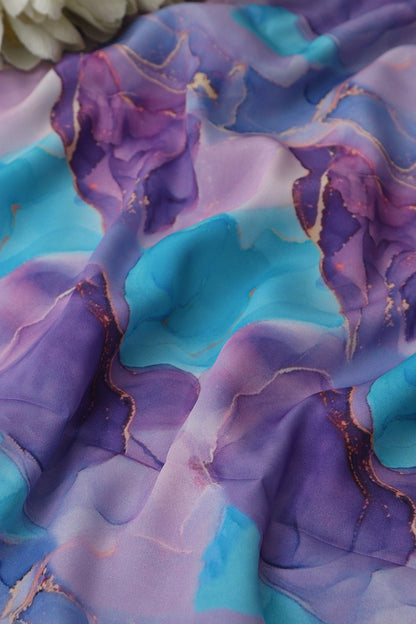 Multicolor Digital Printed Crepe Fabric ( 1 Mtr ) - Luxurion World