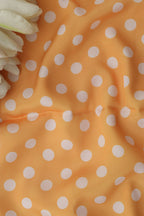 Yellow Digital Printed Crepe Polka Dot Fabric ( 1 Mtr ) - Luxurion World