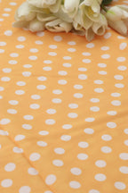 Yellow Digital Printed Crepe Polka Dot Fabric ( 1 Mtr ) - Luxurion World