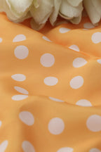Yellow Digital Printed Crepe Polka Dot Fabric ( 1 Mtr ) - Luxurion World