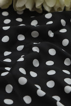 Black Digital Printed Crepe Polka Dot Fabric ( 1 Mtr ) - Luxurion World