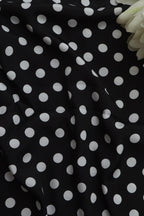 Black Digital Printed Crepe Polka Dot Fabric ( 1 Mtr ) - Luxurion World