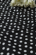 Black Digital Printed Crepe Polka Dot Fabric ( 1 Mtr ) - Luxurion World