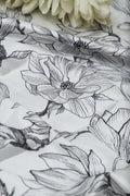 White Digital Printed Japan Satin Fabric ( 1 Mtr ) - Luxurion World