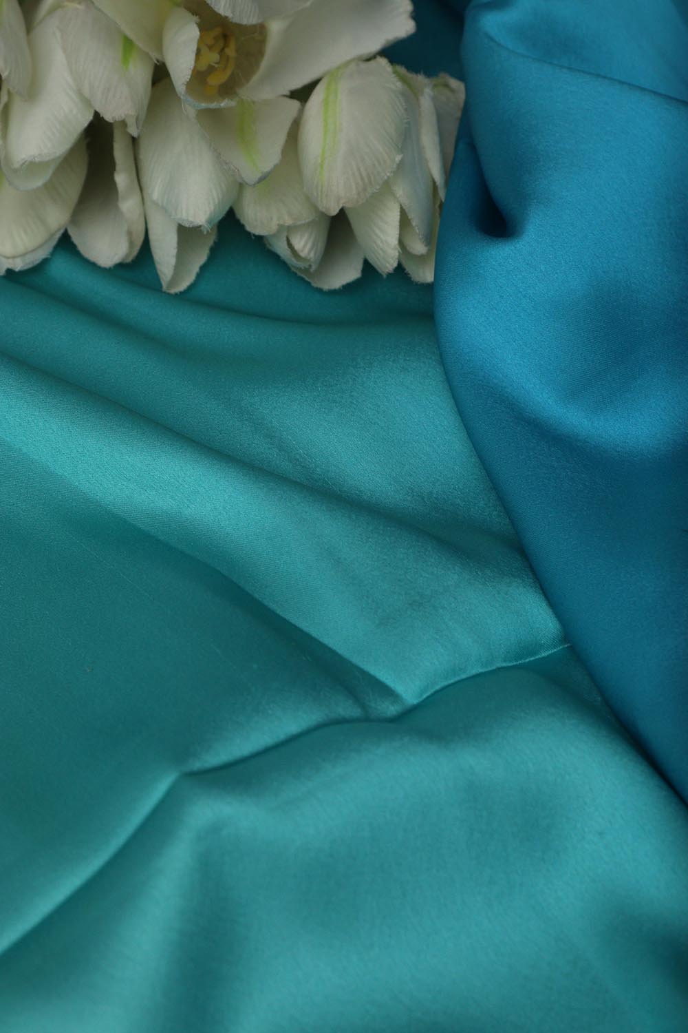 Blue Digital Printed Japan Satin Shaded Fabric ( 1 Mtr ) - Luxurion World