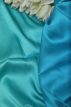 Blue Digital Printed Japan Satin Shaded Fabric ( 1 Mtr ) - Luxurion World