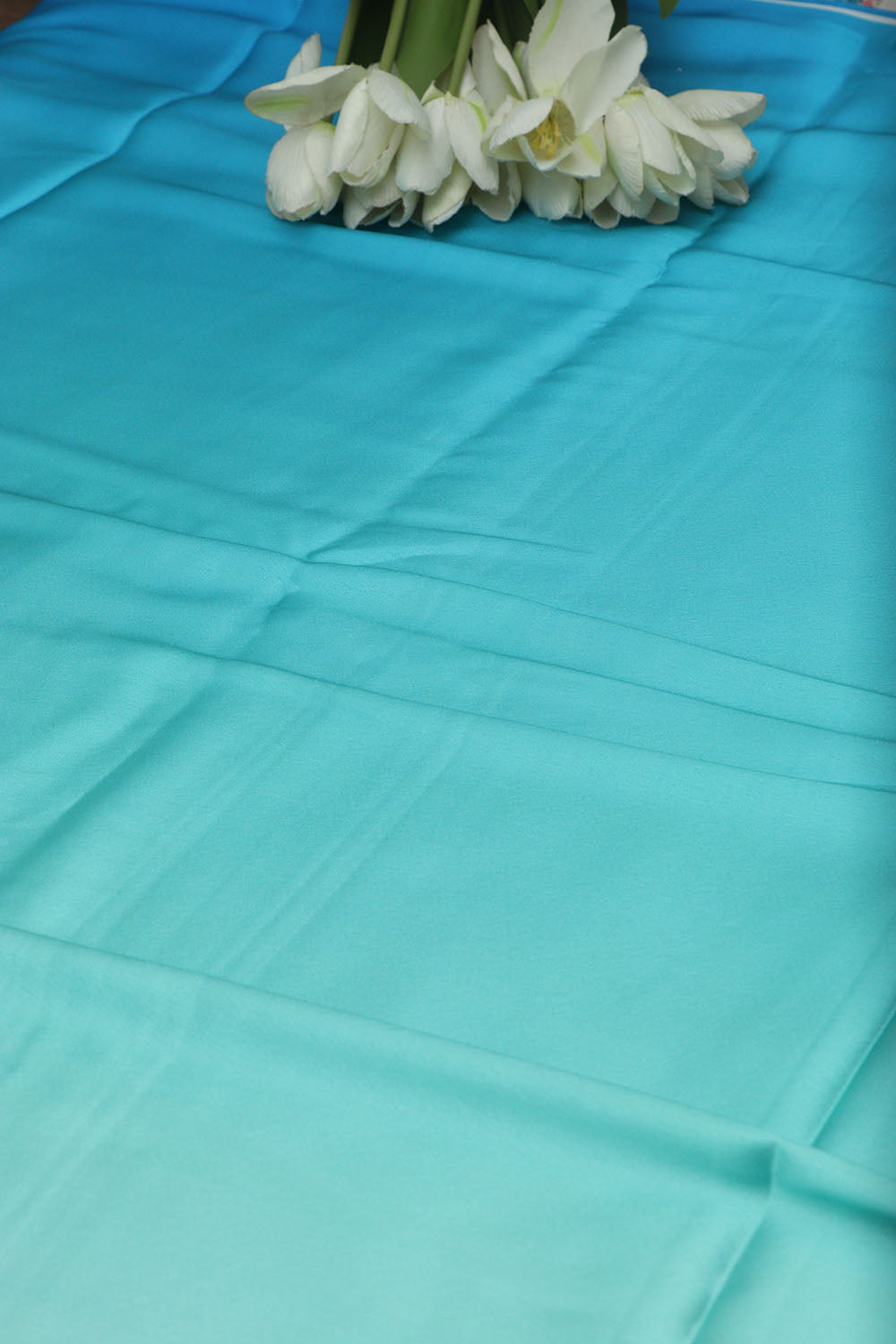 Blue Digital Printed Japan Satin Shaded Fabric ( 1 Mtr ) - Luxurion World