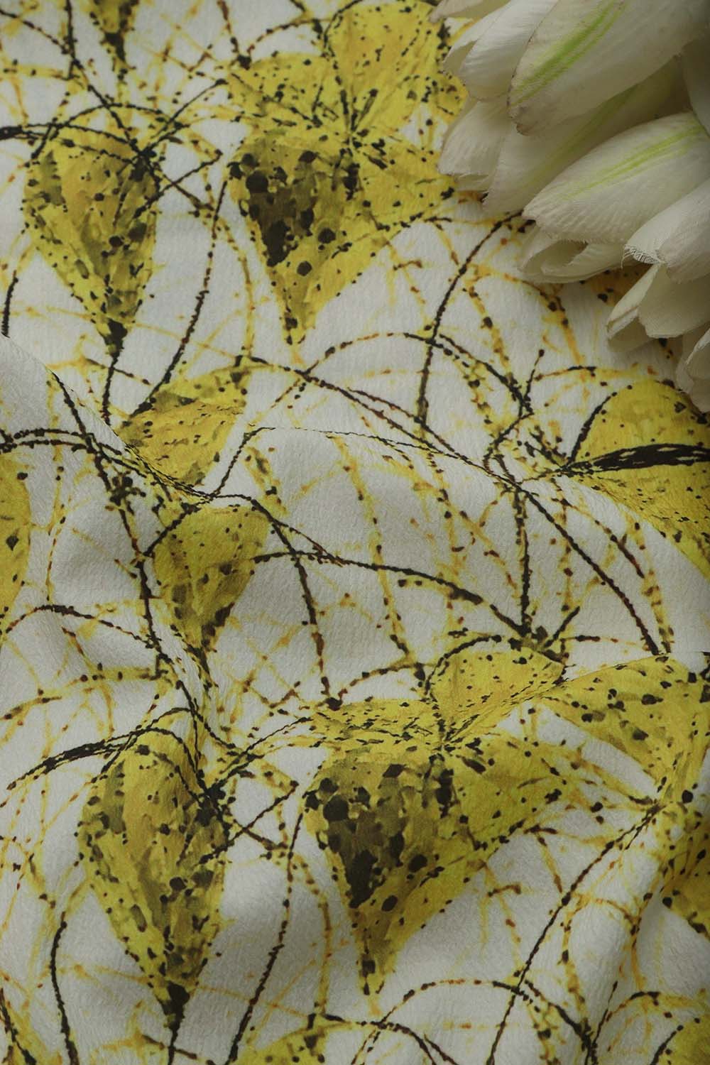 Yellow Digital Printed Lycra Fabric ( 1 Mtr ) - Luxurion World