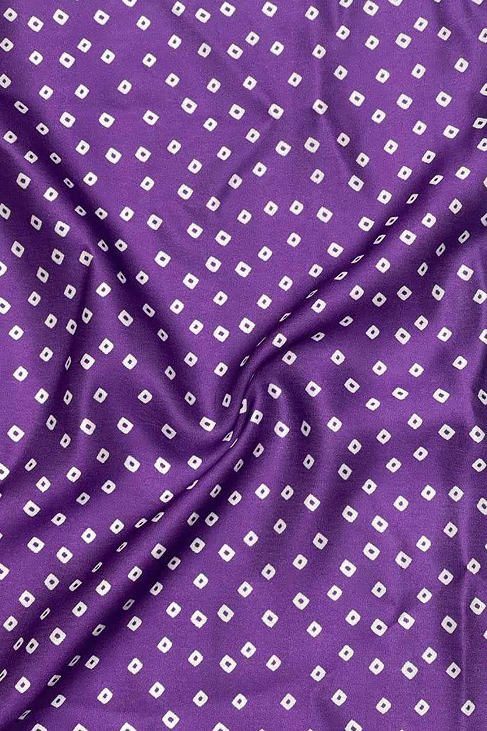 Purple Bandhani Design Digital Printed Modal Satin Fabric - Luxurion World