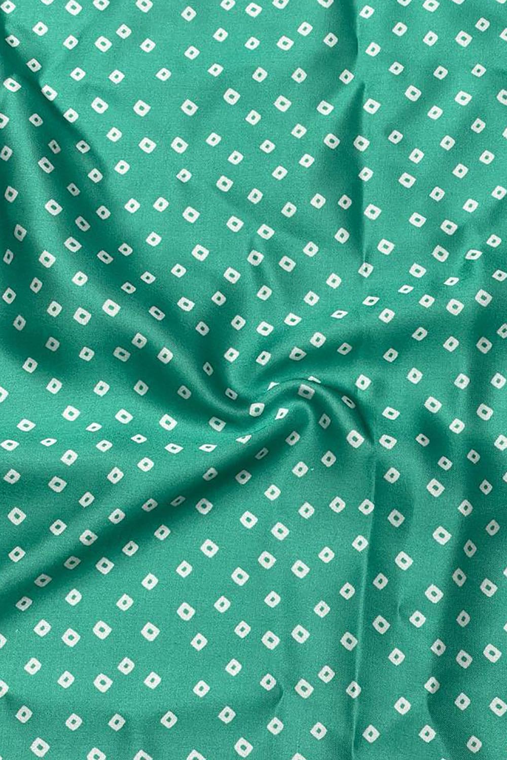 Green Bandhani Design Digital Printed Modal Satin Fabric - Luxurion World