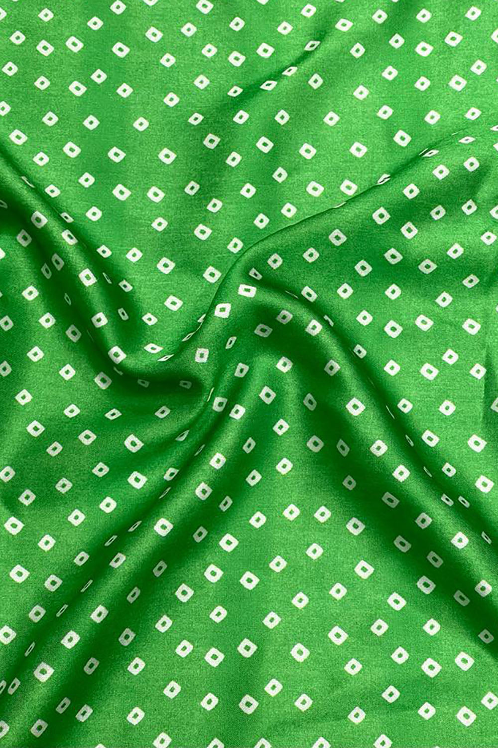 Green Bandhani Design Digital Printed Modal Satin Fabric - Luxurion World