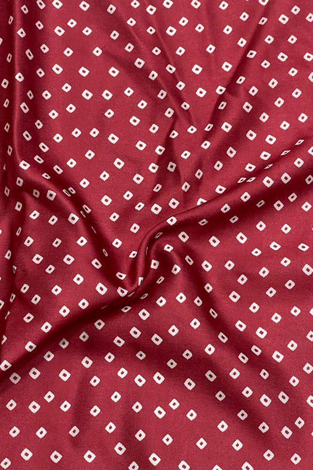 Maroon Bandhani Design Digital Printed Modal Satin Fabric - Luxurion World