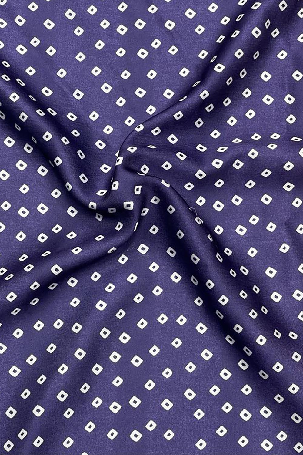 Blue Bandhani Design Digital Printed Modal Satin Fabric - Luxurion World