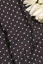 Black Digital Printed Crepe Polka Dot Fabric ( 1 Mtr ) - Luxurion World