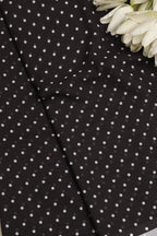 Black Digital Printed Crepe Polka Dot Fabric ( 1 Mtr ) - Luxurion World