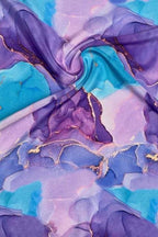 Purple Digital Printed Crepe Fabric — Marble Print, Festive Wear