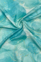 Blue Digital Printed Crepe Fabric — Swirl Marble, Casual Chic