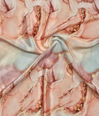 Pink Digital Printed Crepe Fabric — Marble Print, Bridal & Festive