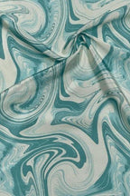 Green Digital Printed Crepe Fabric — Marble Motif, Nature-Inspired