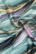 Multicolor Digital Printed Crepe Fabric — Marble Burst, Festive Glam