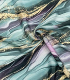 Multicolor Digital Printed Crepe Fabric — Marble Burst, Festive Glam