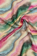 Multicolor Digital Printed Crepe Fabric — Mosaic Marble, Artistic Wear
