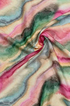 Multicolor Digital Printed Crepe Fabric — Mosaic Marble, Artistic Wear