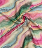 Multicolor Digital Printed Crepe Fabric — Mosaic Marble, Artistic Wear